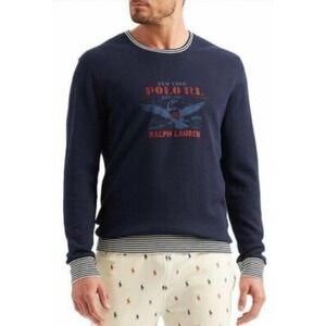 Polo Ralph Lauren Navy Waffle Knit Eagle Logo Crewneck Mens‎ XL